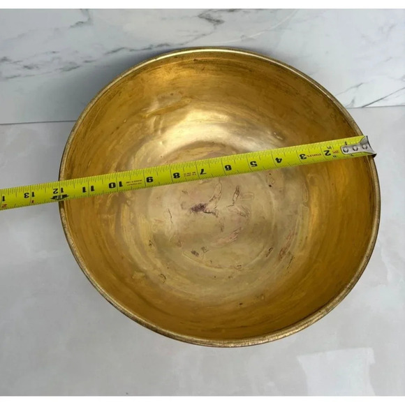 Vintage Mid Century Asian Ethnic Chinese Solid Brass Bowl 12x6x5 - Picture 11 of 12